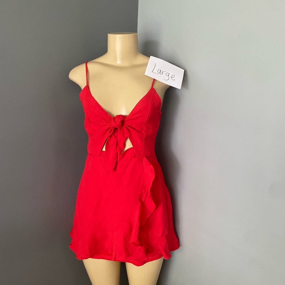 Cotton candy tie front ruffle dress large